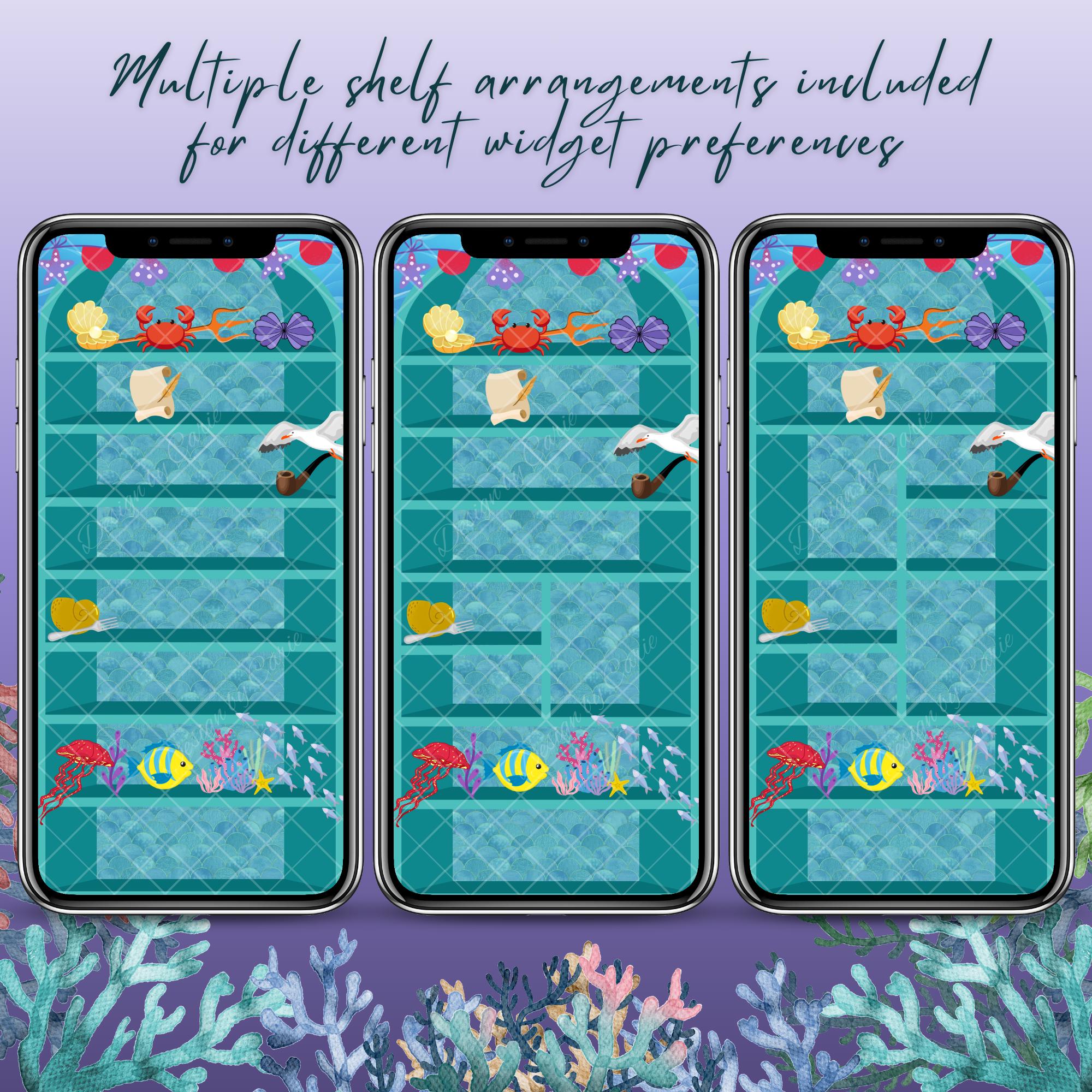 Little Mermaid iPhone iOS 18 Bookshelf Background & Lockscreen Set - Thumbnail 4