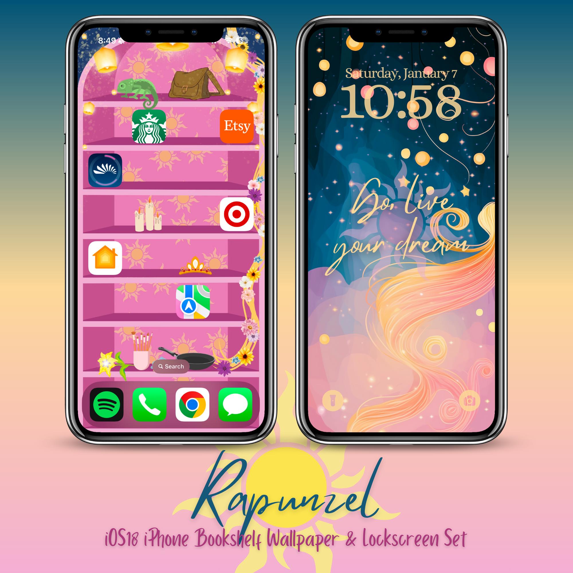 Rapunzel iPhone Bookshelf Backgrounds