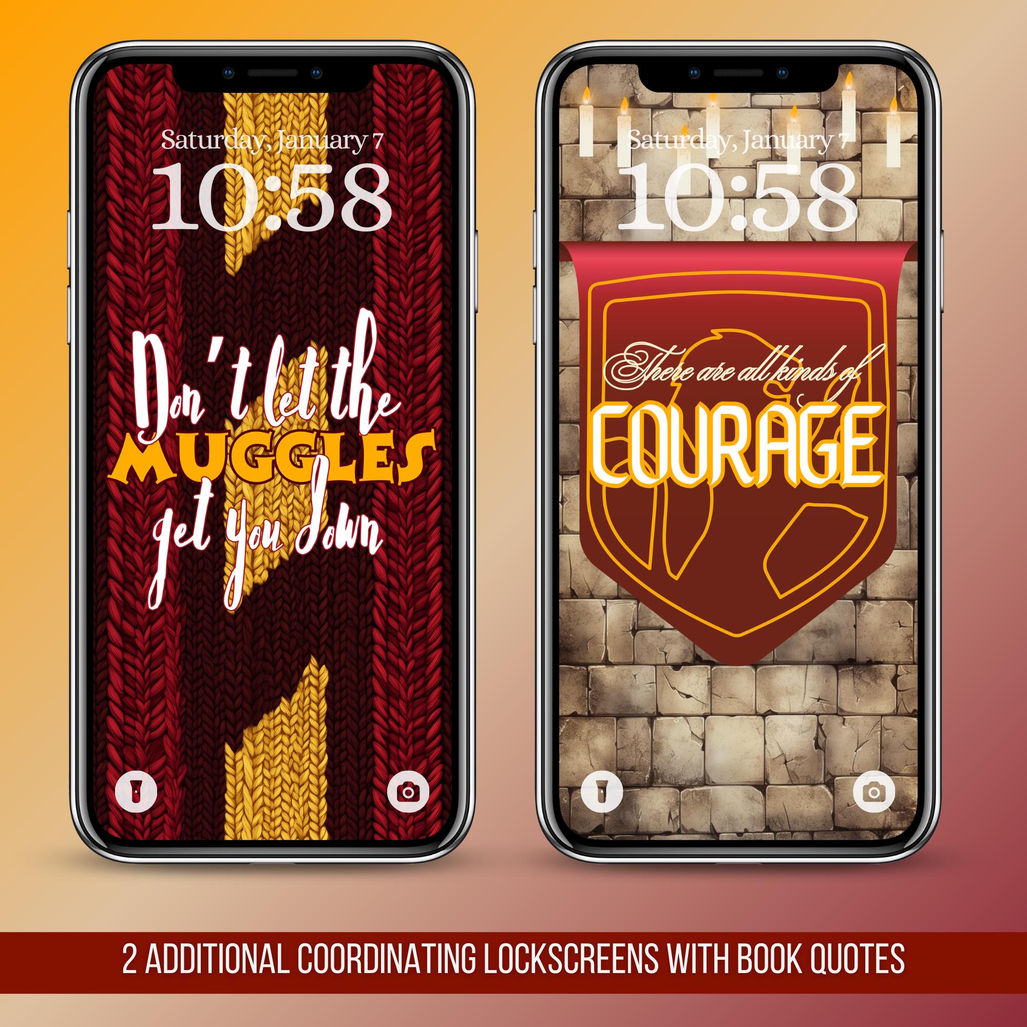 Gryffindor Harry Potter iPhone Bookshelf Background and Matching Book Quotes Lockscreens - Thumbnail 4