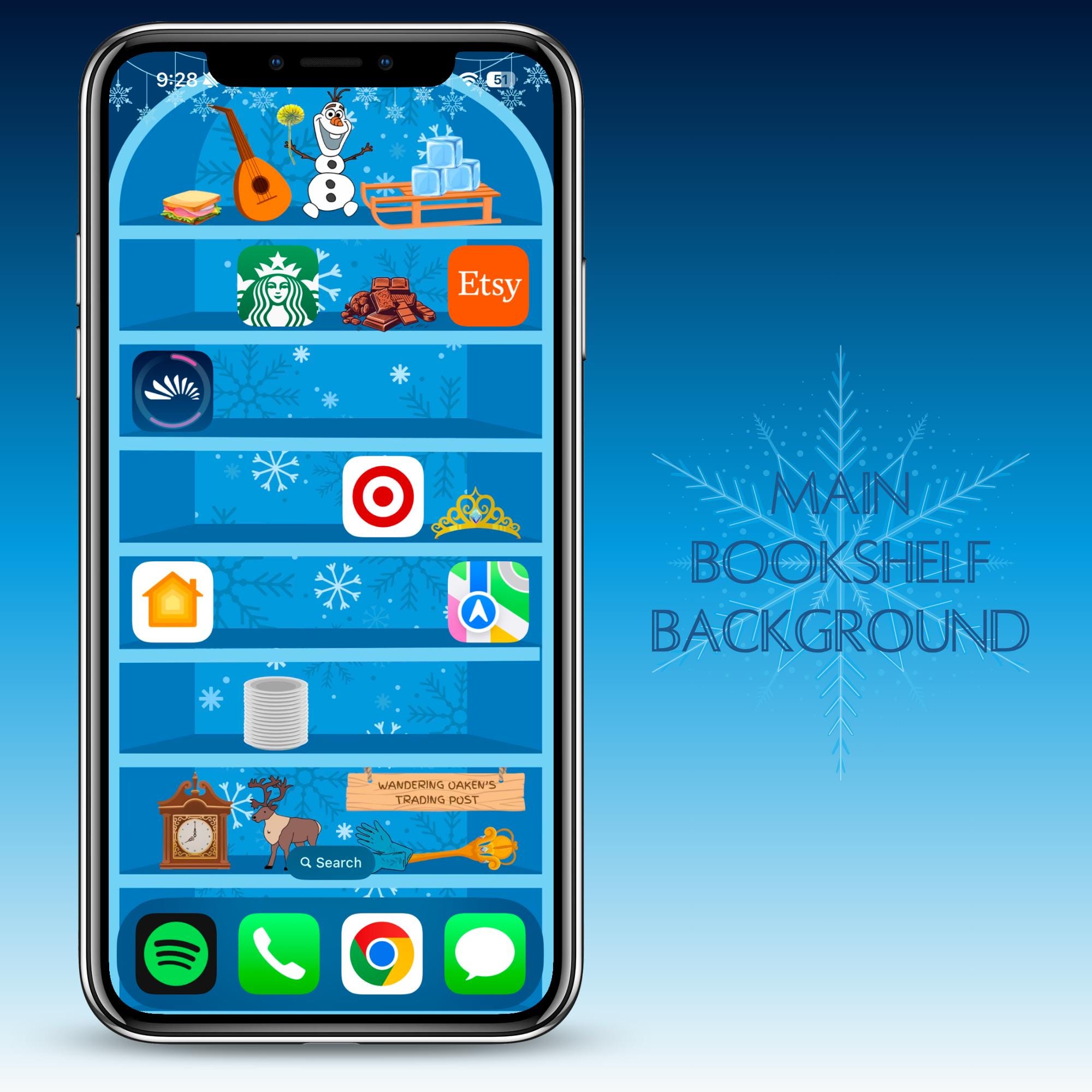 Disney's Frozen iPhone iOS 18 Bookshelf Background & Lockscreen Set - Thumbnail 2