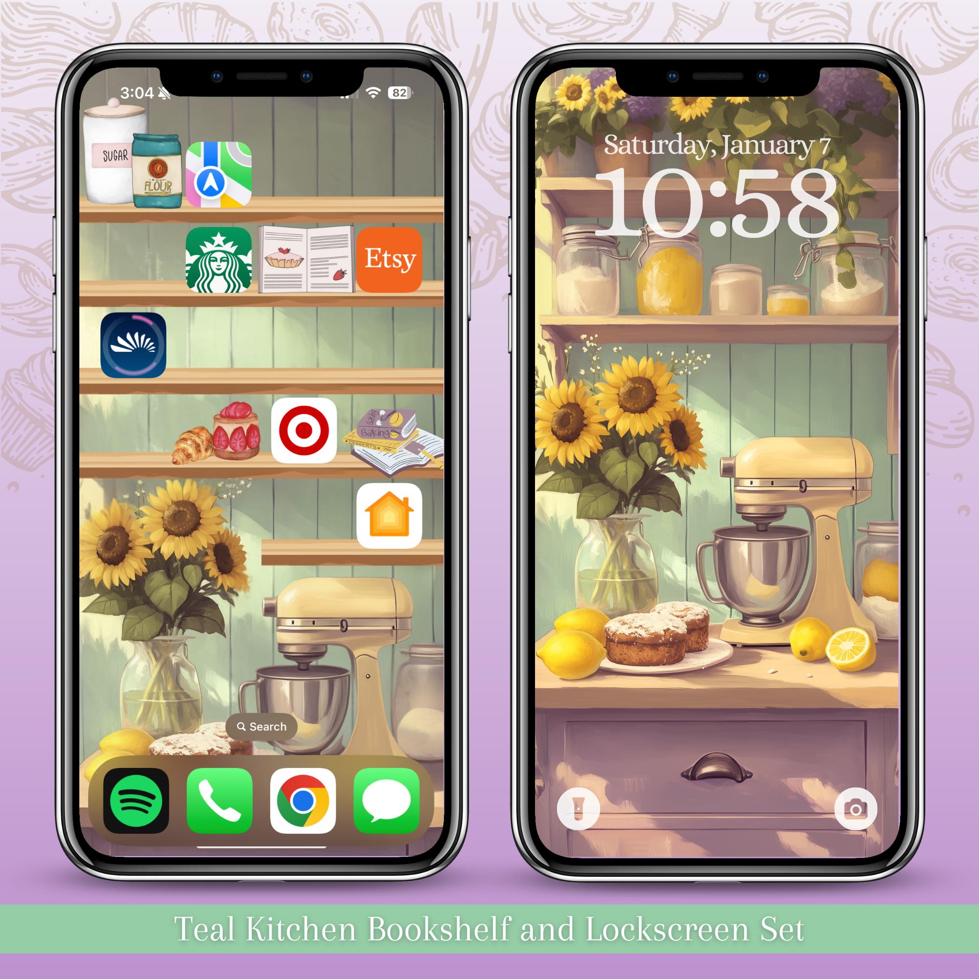 Classic Bakery iPhone iOS18 Bookshelf Backgrounds & Matching Lockscreens - Thumbnail 2