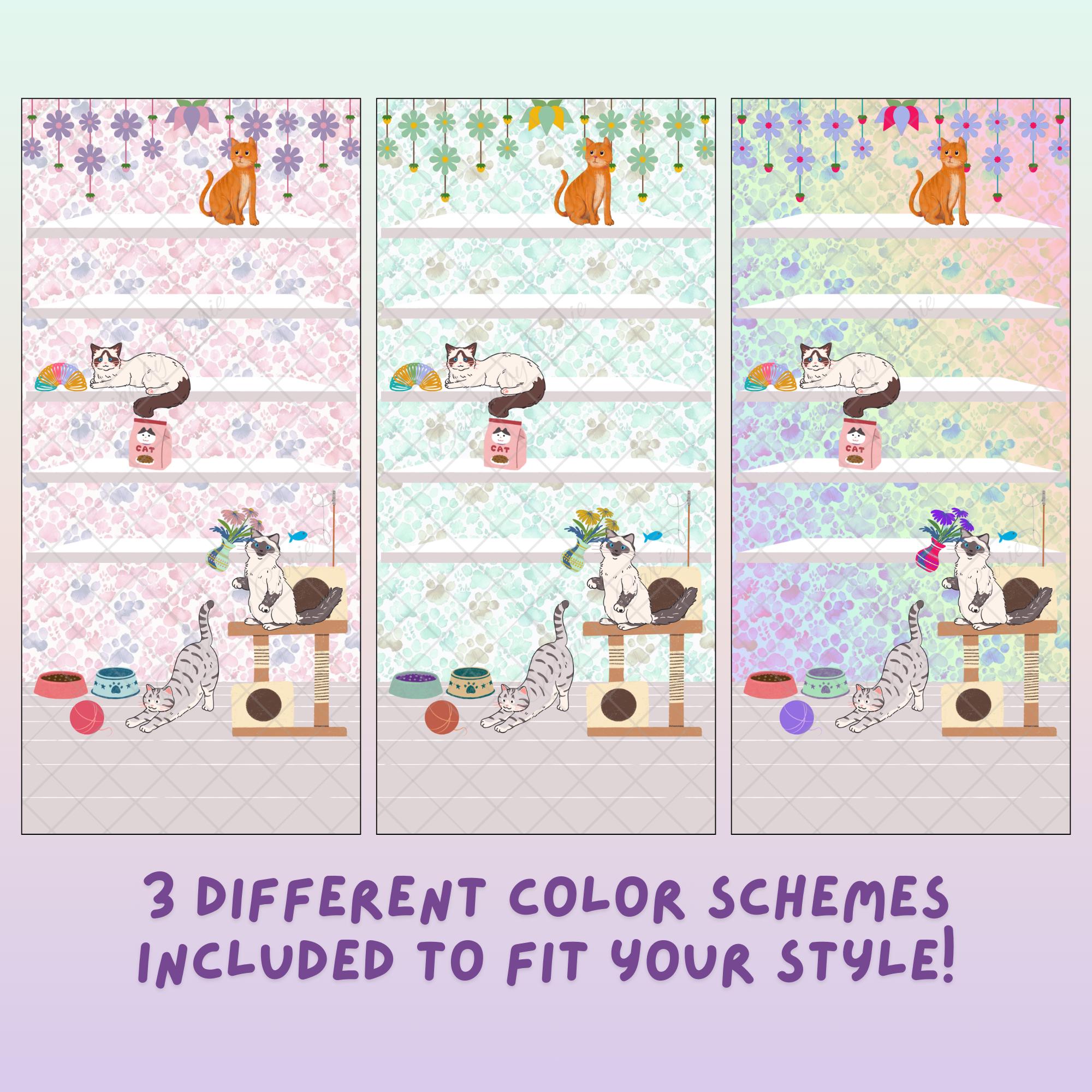 Cat Lover’s Pastel Rainbow iPhone Bookshelf Backgrounds & Matching Lockscreens - Thumbnail 3