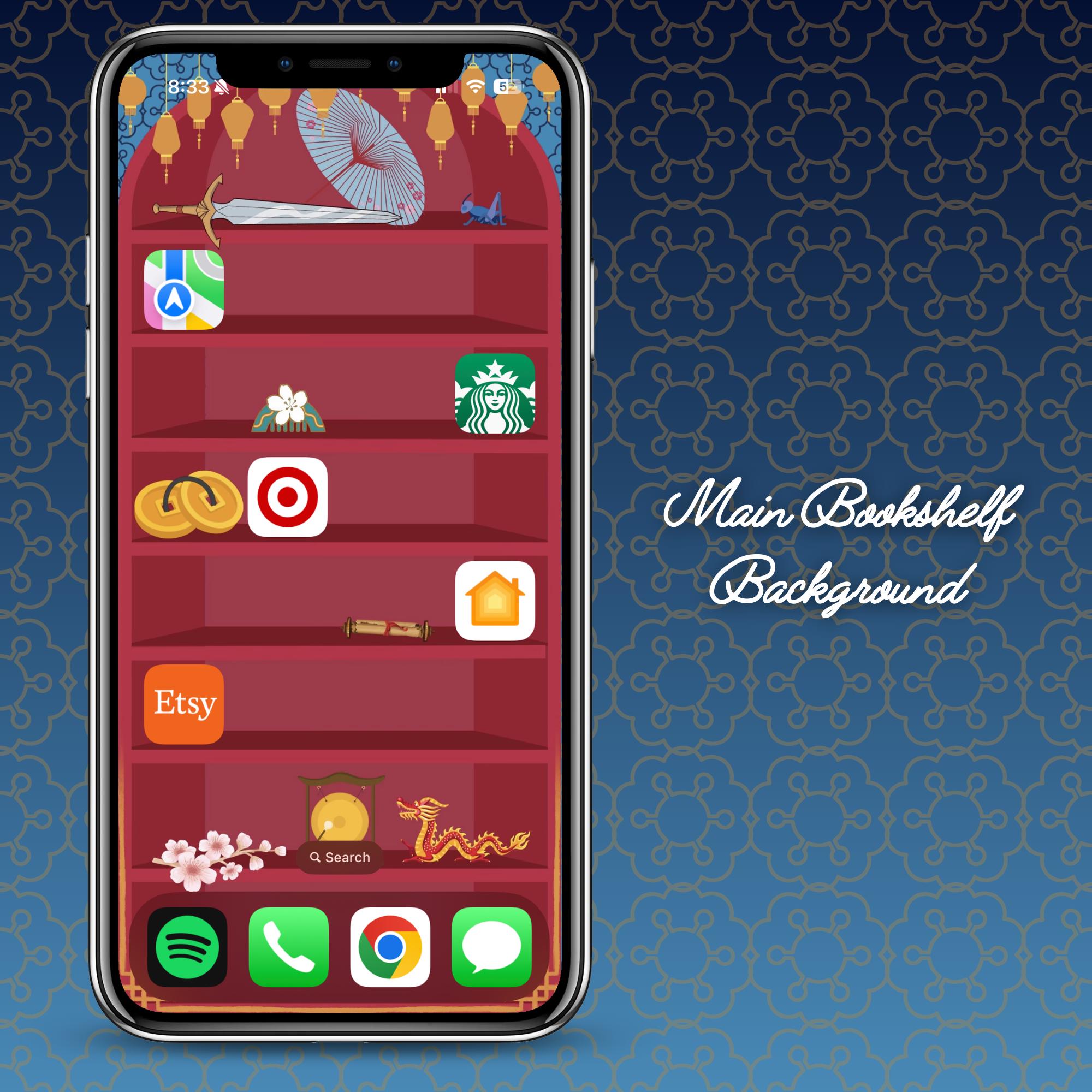 Disney Mulan iPhone Bookshelf Background and Matching Lockscreen - Thumbnail 2