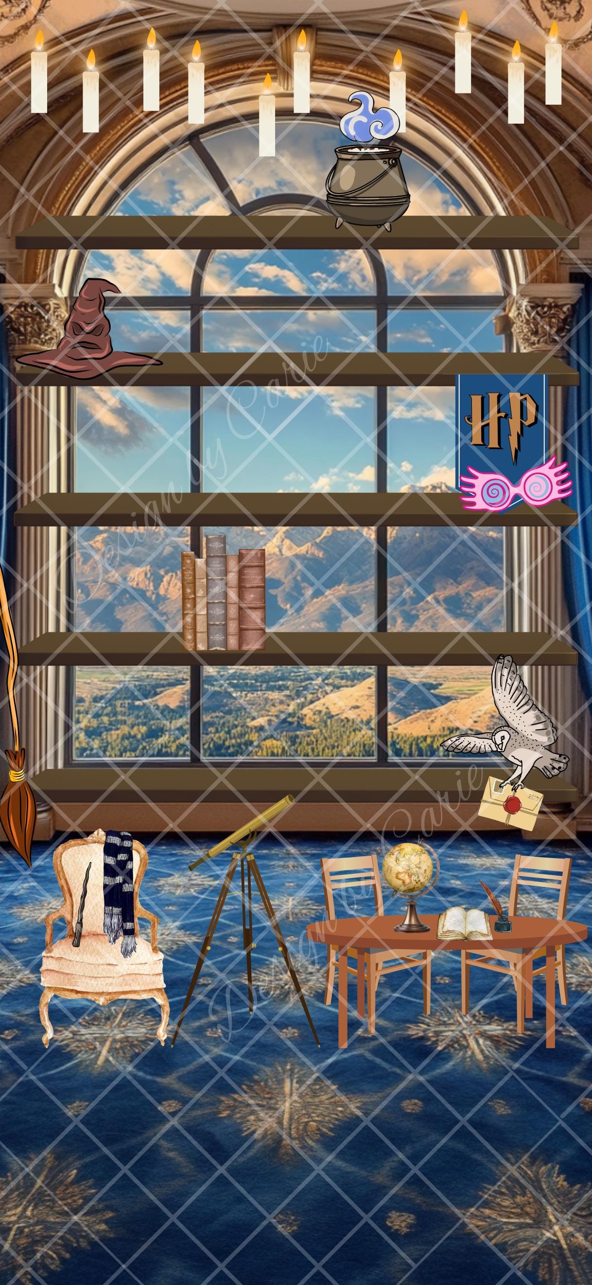 Ravenclaw Harry Potter Bookshelf Background for iPhone & Matching Book Quote Lockscreens - Thumbnail 4