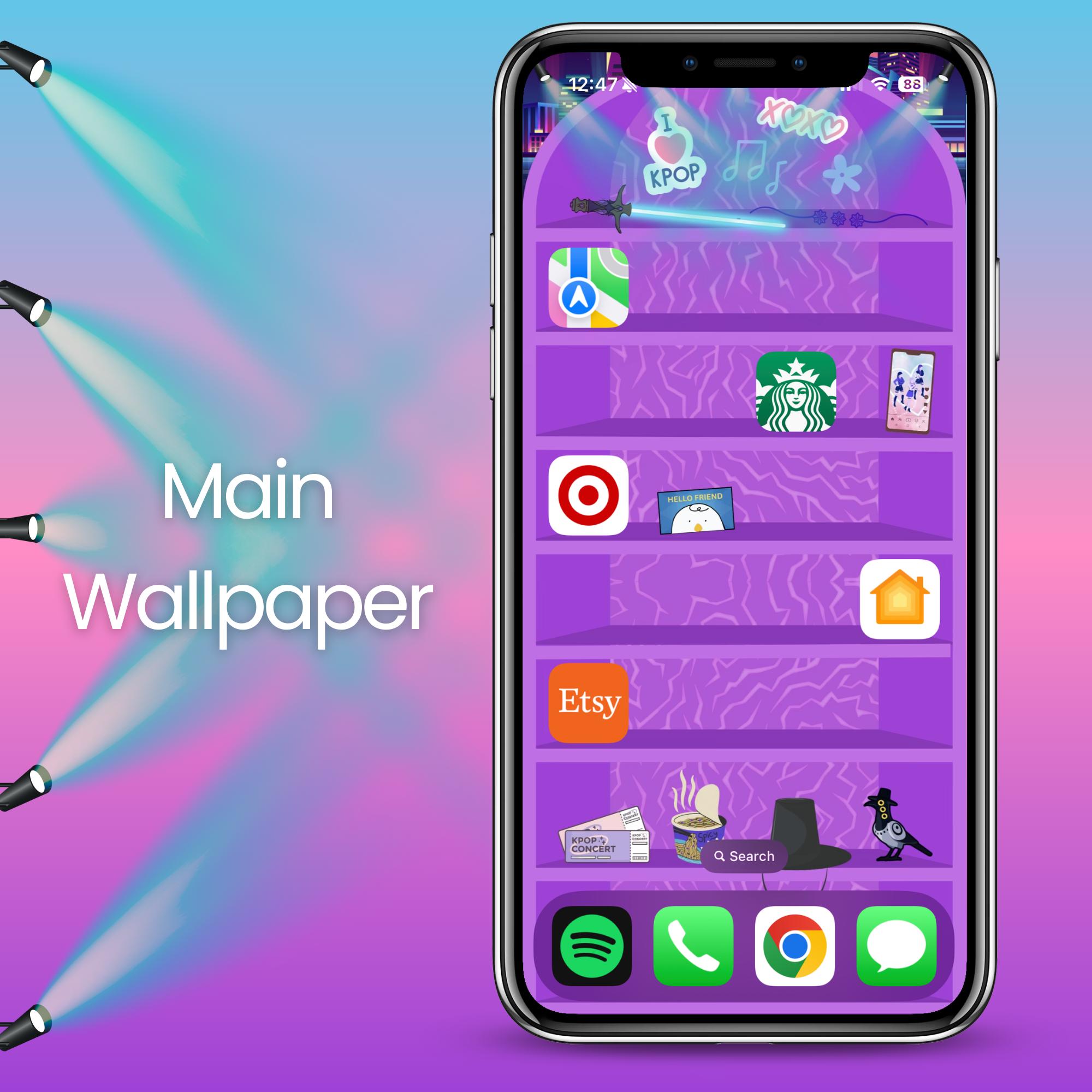 KPop Demon Hunters Bookshelf Backgrounds for iPhone with Matching Movie Quote Lockscreen - Thumbnail 2