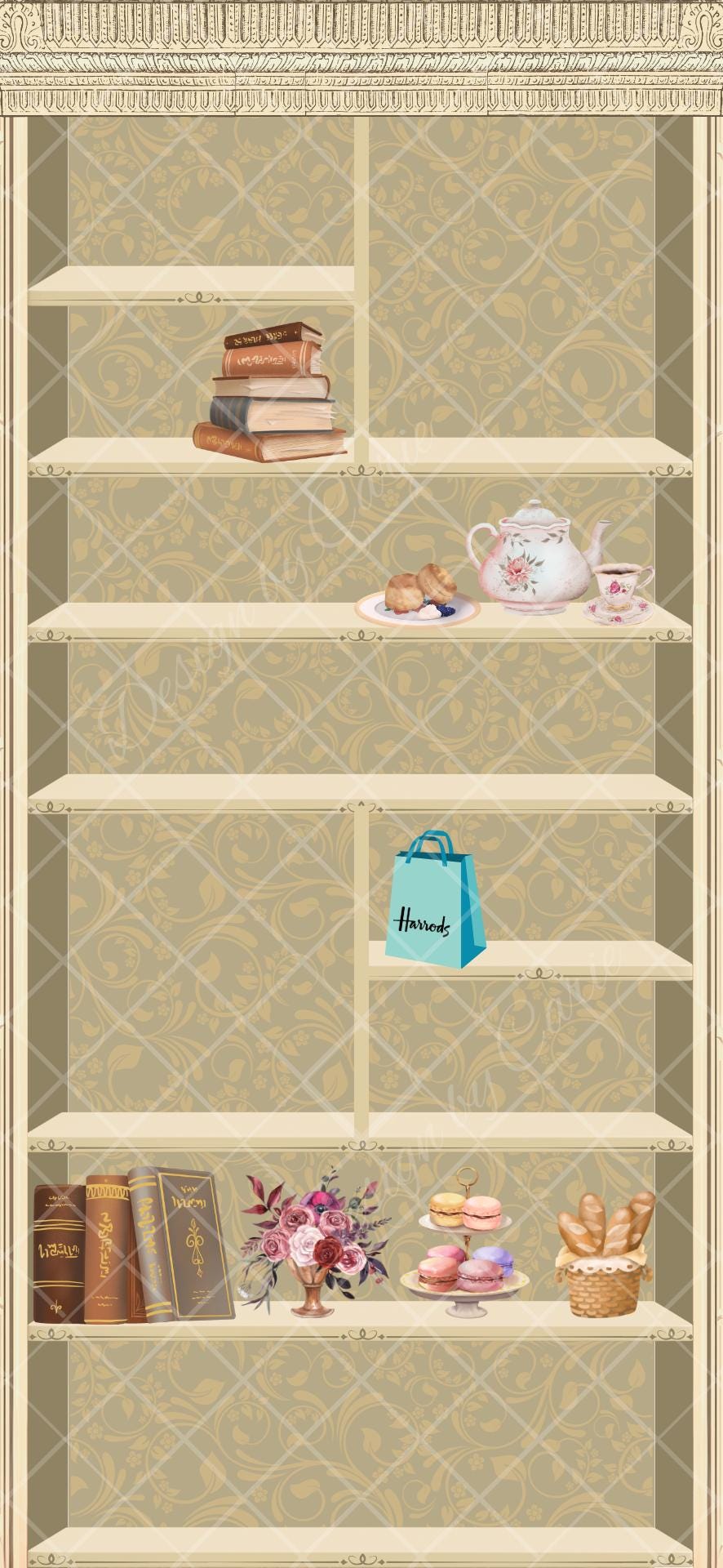 Afternoon Tea in Paris - iPhone Bookshelf Backgrounds with Matching Eiffel Tower Lockscreen - Thumbnail 6