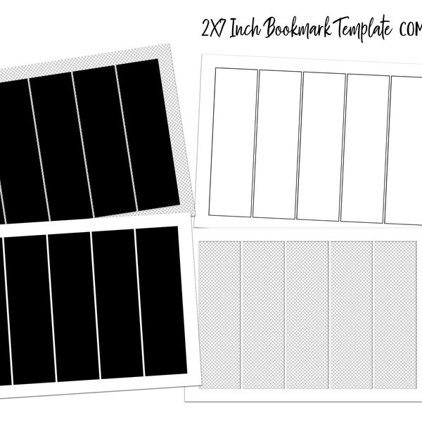 2X7 Inch Bookmark Template Blank • Design Resource Digital Stamp •  PSD PNG Overlay JPG • Print On Demand Design • Commercial Use Graphic