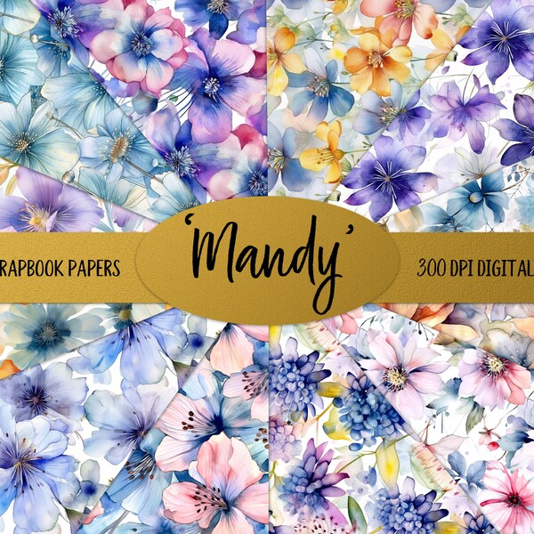 Mandy Vintage Style Watercolour Floral Illustrations • Scrapbooks • Print On Demand • Commercial Use • Designer Resource • Digital Download