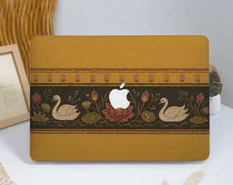 Retro Swan Lotus Hard Matte MacBook Case, MacBook Neo A18 2026, Pro 13/14/15/16 ,Air 11/13/15 2025, Ret 13/15 Frosted Surface Protect Cover