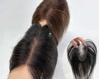 Ultra HD Swiss Lace Small  Human Hair Topper | 7x10cm 3-Clip Ultra-Thin Invisible(Brown/Black)