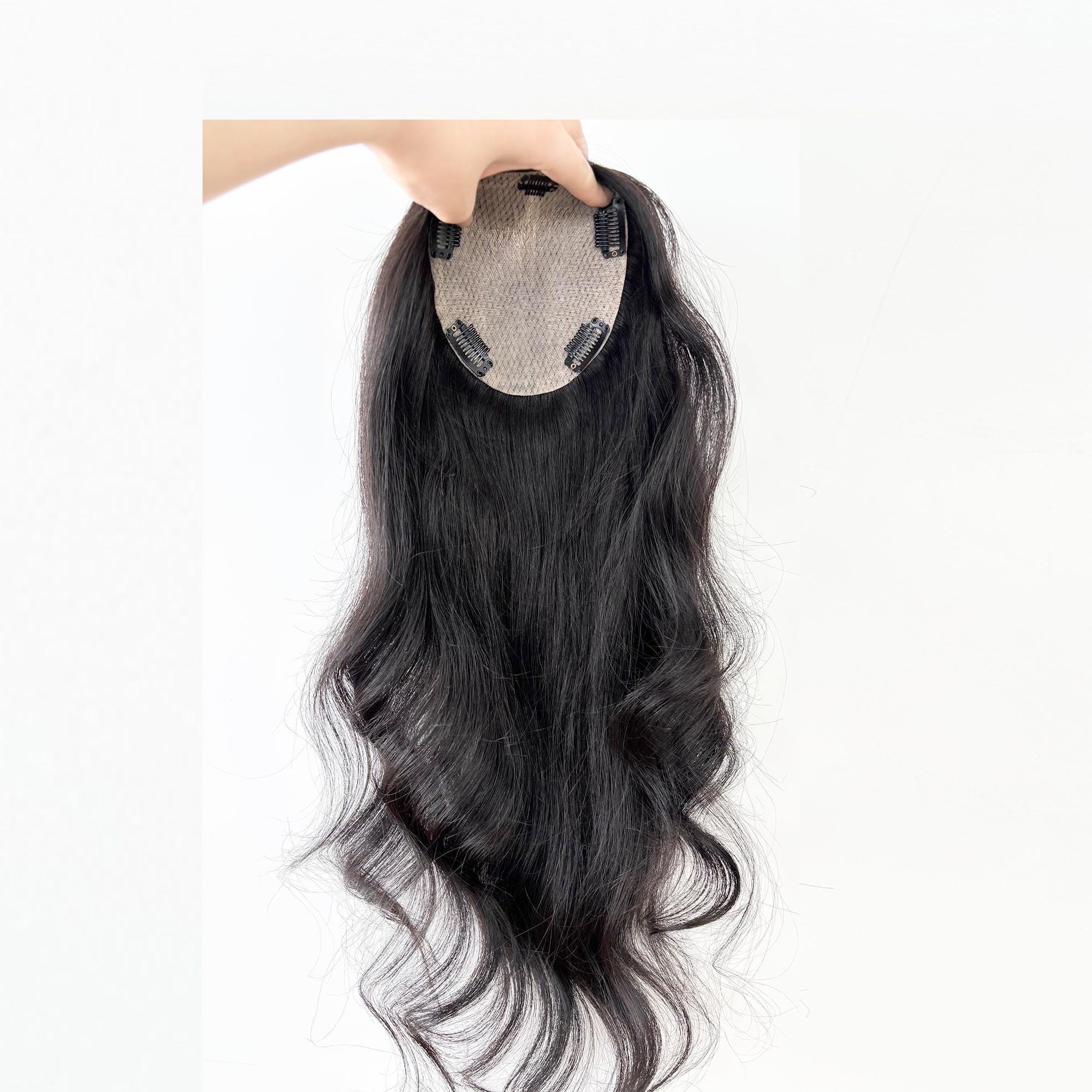 Remeehi Toupet Aus 100% Echthaar – 18 Cm Lang, Mit Clips, Zum Verdecken Grauer Haare