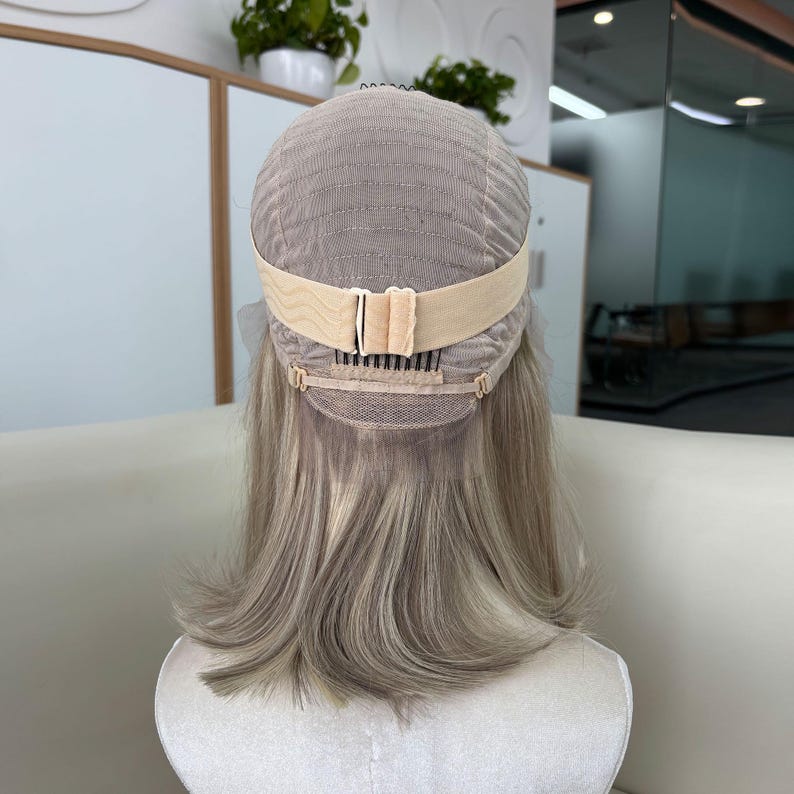 Golden Rooted Balayage Short Straight Bob Wig 100% Real Human Hair, Pre-Bleached Knots image 15