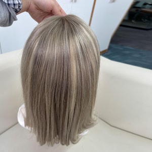 Golden Rooted Balayage Short Straight Bob Wig 100% Real Human Hair, Pre-Bleached Knots image 8