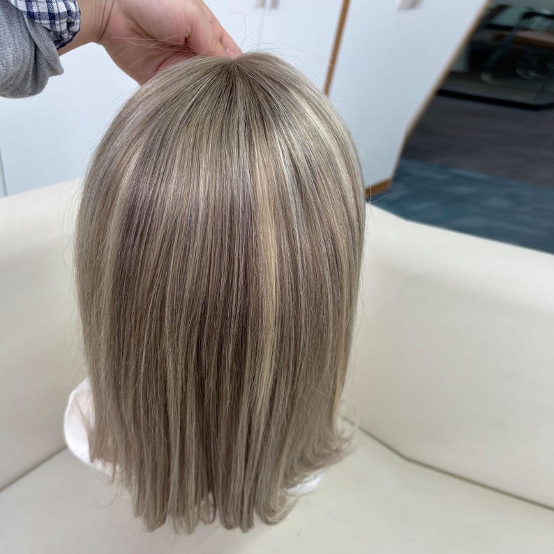 Golden Rooted Balayage Short Straight Bob Wig 100% Real Human Hair, Pre-Bleached Knots image 8