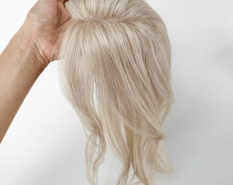 8x11cm Swiss Lace Light Silver Human hair with Triple-Layer Net, Breathable based for Summer