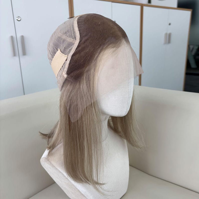 Golden Rooted Balayage Short Straight Bob Wig 100% Real Human Hair, Pre-Bleached Knots image 13