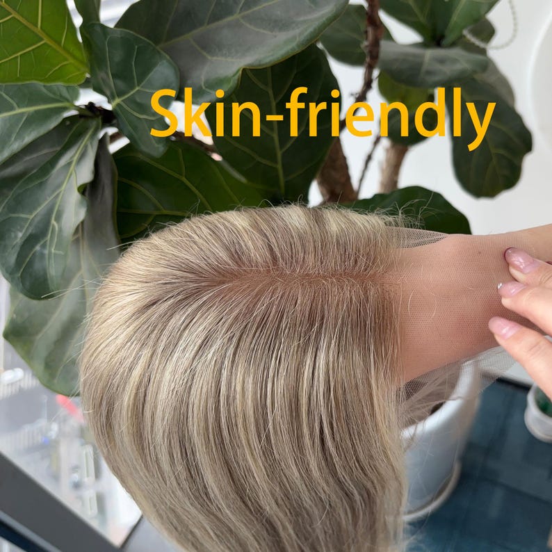 Golden Rooted Balayage Short Straight Bob Wig 100% Real Human Hair, Pre-Bleached Knots image 9