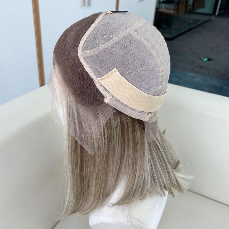 Golden Rooted Balayage Short Straight Bob Wig 100% Real Human Hair, Pre-Bleached Knots image 14