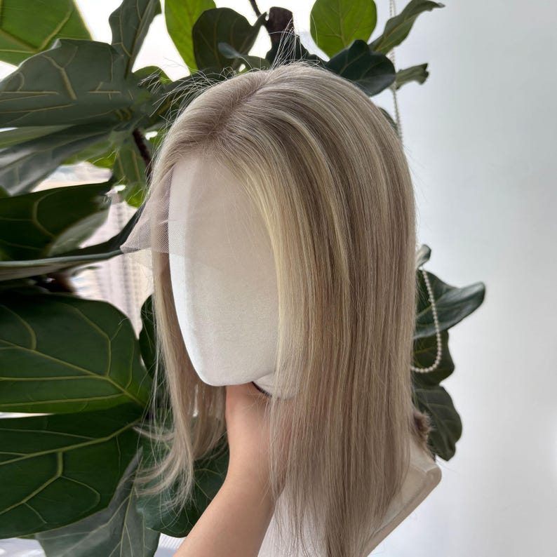 Golden Rooted Balayage Short Straight Bob Wig 100% Real Human Hair, Pre-Bleached Knots image 18