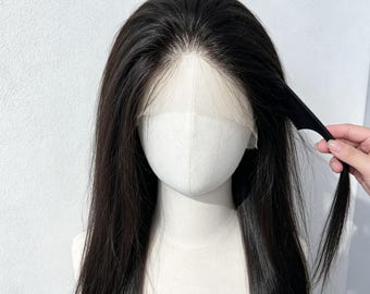 22 Inch Black Straight 13×6 HD Lace Front Wig | 200 Density 100% Human Hair