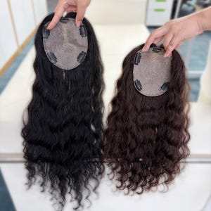 4.7x5 Inch Full Silk Base Permanent Curly Virgin Human Hair Topper, Free Part