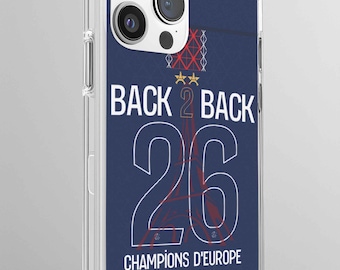 Coque Paris Back 2 Back | Coque Foot Doublé Européen 2026 | Protection Smartphone Silicone Transparente | Cadeau Supporter Édition Collector