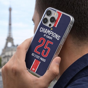 Coque iPhone/Samsung – Paris Champions d’Europe 2025 – Ici c’est Paris – Édition Collector |  Design PSG Vainqueur Ligue des Champions