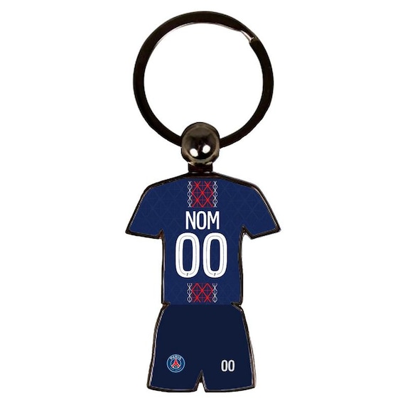 Porte-clés Maillot de Foot Personnalisable – PSG Domicile/Extérieur – Nom, Numéro & Logo – Cadeau Fan Football