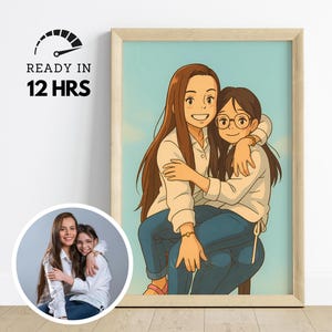 Benutzerdefiniertes Ghibli Style Portrait vom Foto - Anime Familie oder Paar Kunst, digitaler Download Geschenk, personalisierte Ghibli-inspirierte Illustration