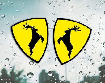 Car sticker prancing elk / moose / car decal / animal / vinyl sticker 2pcs. / black and yellow