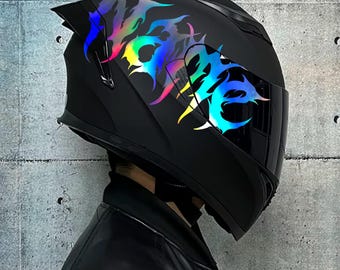 Holografischer Motorradhelmaufkleber mit individuellem Namen / Aufkleber / wasserfeste Vinyl-Dekoration / Motorradaufkleber