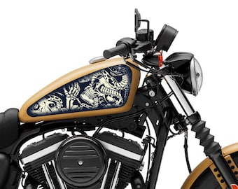 Motorcycle Tank Decal / Sticker 2pcs / Moto Gas Tank Stickers / skeleton / for HD