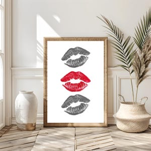 Lips wall art print kiss digital wall art print /  preppy /  trendy / printable / Dorm Girly Printable Fashion Wall Art Makeup Wall Decor