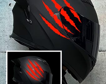 reflektierender Motorrad Helm Aufkleber / wasserfester Helm / Motorrad Aufkleber / Kralle / Kratzer 1stk. rot
