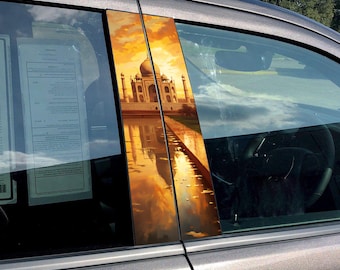 Adhesivo para el pilar de la puerta del coche / Vinilo decorativo / Apto para cualquier vehículo / Tamaño personalizado / Sol / Ciudad