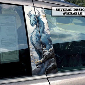 Car door livery pillar sticker / decal / fits for any vehicle / custom size / dragon / magic