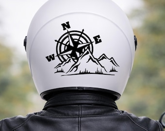 Motorcycle helmet sticker / decal / waterproof vinyl decor / moto sticker / compass / mountains  / adventure