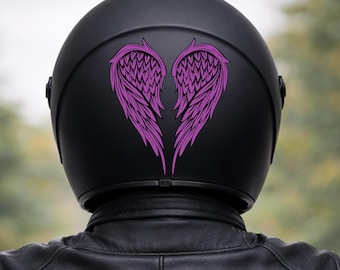 Adhesivo para casco de motocicleta, calcomanía, vinilo decorativo impermeable, alas de ángel, morado