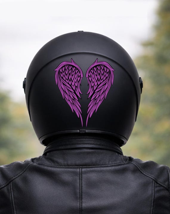 angel helmet motorcycle Motorcycle Helmet Sticker / Decal / Waterproof Vinyl Decor / Moto Sticker /  Wings / Angel / Purple