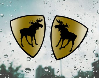 Car sticker prancing  moose / car decal / animal / vinyl sticker 2pcs. / black and gold