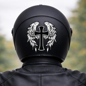 Motorcycle helmet sticker / decal / waterproof vinyl decor / moto sticker / angel wings / cross