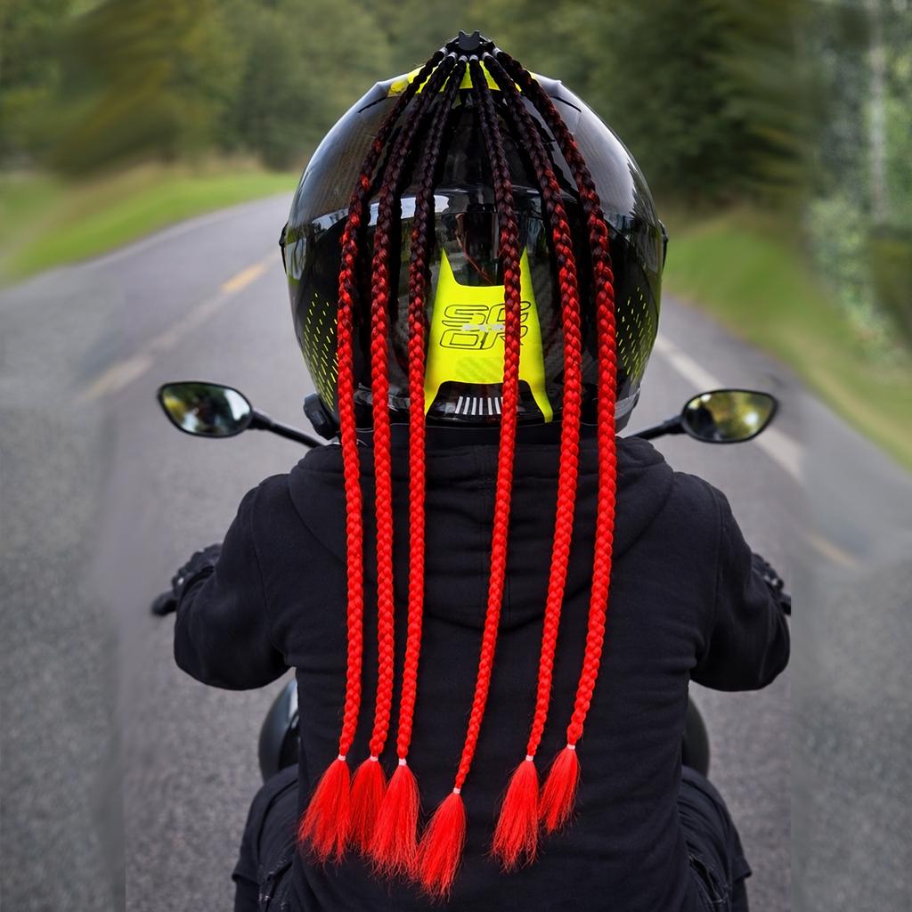bike helmet for braids pull and secure to make tight tie onto braids Motorcycle Helmet Braids / Lady