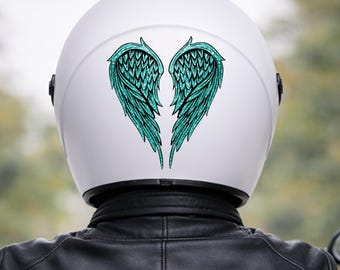 Motorcycle helmet sticker / decal / waterproof vinyl decor / moto sticker / wings / angel / turquoise