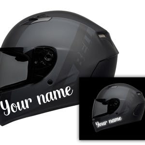 Adesivo riflettente per casco da moto con nome personalizzato / decalcomania / decorazione in vinile impermeabile / adesivo per moto / 2 pezzi.