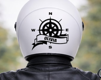 Pegatina para casco de motocicleta con nombre personalizado, calcomanía, decoración de vinilo impermeable, pegatina para motocicleta, brújula
