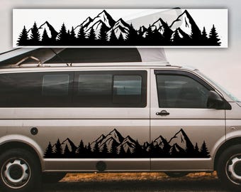 Car side vinyl  Decal graphics / van sticker / waterproof vinyl decor / mountains, camping, nature, forest