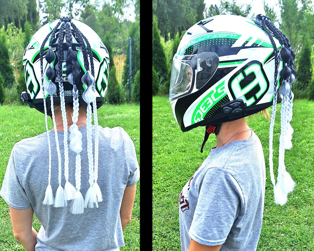 Motorcycle Helmet Bubble Braids / Lady Rider / Biker Braids / Handmade ...