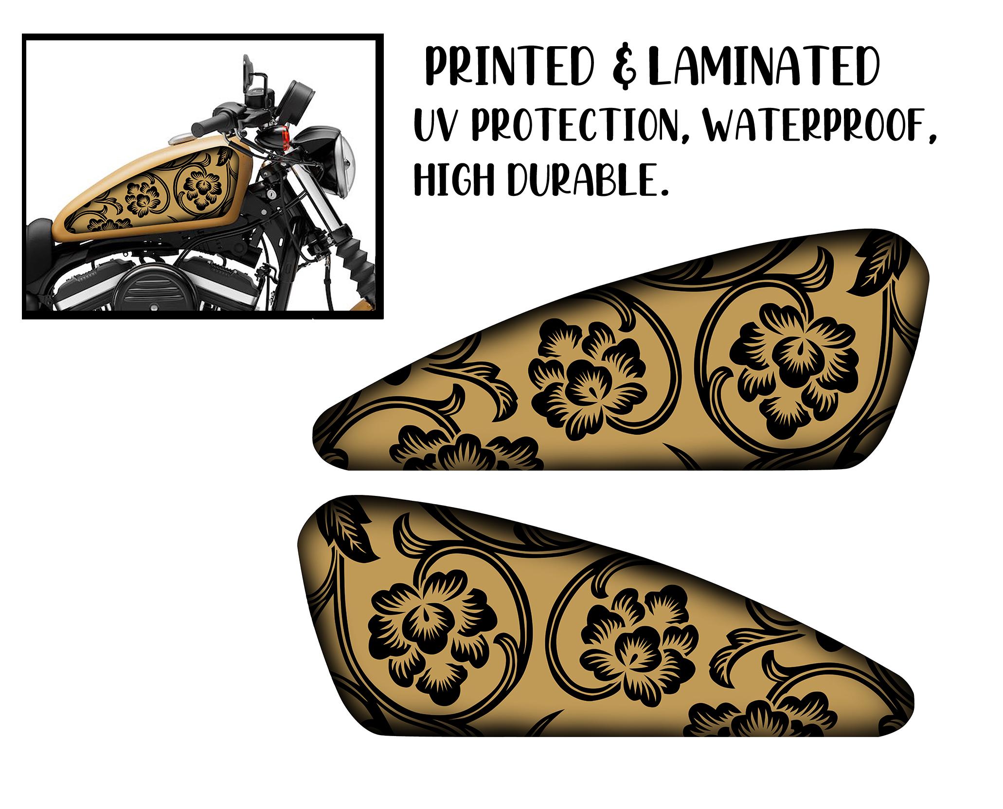 Motorcycle Tank Decal / Sticker 2pcs / Moto Gas Tank Stickers / Flowers ...