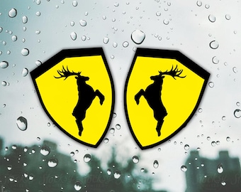Car sticker prancing elk / moose / car decal / animal / vinyl sticker 2pcs. / black and yellow
