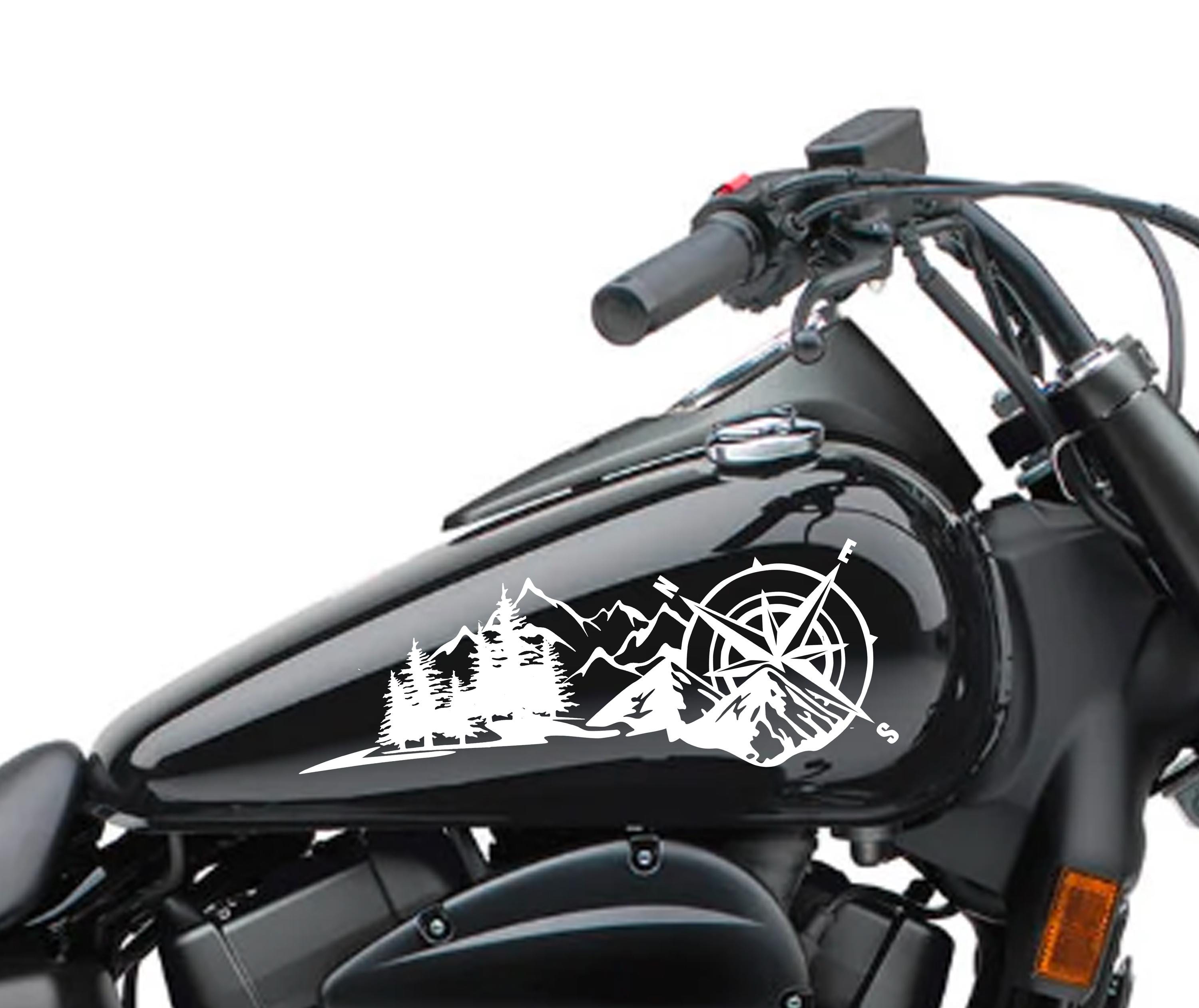 Autocollants De Réservoir Moto Vintage Noir - Grip Genoux Antidérapant En Caoutchouc, Protection Réservoir Métallique Universelle